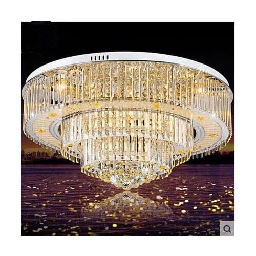 LED 110-220V Ceiling Lights Contracted High-grade luxury Crystal Ceiling Lamps Sitting Room Bedroom Atmosphere Remote Circular