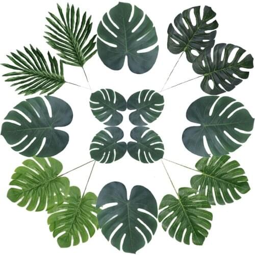 Tropical Plant Leaves Artificial Leaves Hawaiian Palm Luau Party Supplies Decorations Aloha Jungle Beach Birthday Decor for home