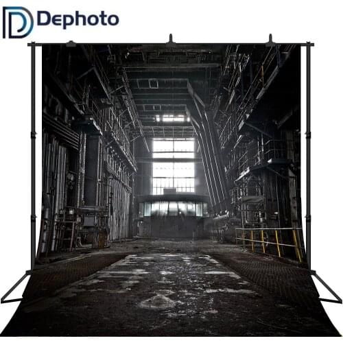 DePhoto Vintage Photo Studio Backgrounds Black Factory Windows Mechanical for Young Sport Photographic Camera Backdrop Vinyl