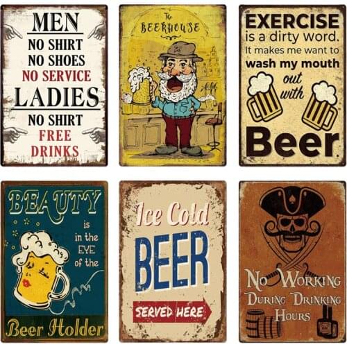 Funny Metal Sign Beer Tin Plaque Vintage Pub Plate Wall Decor for Bar Club Man Cave Decorative Plates