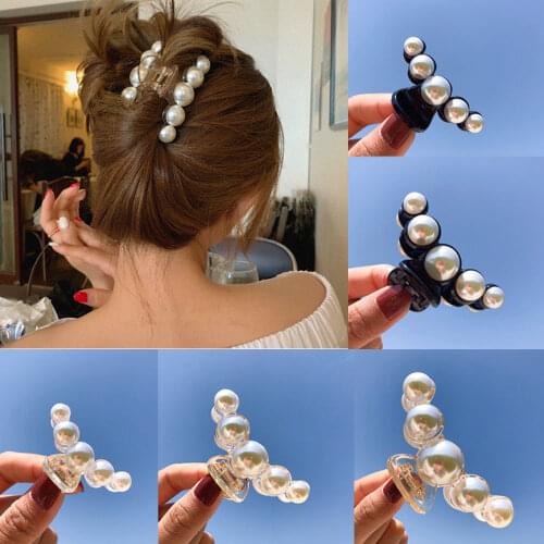 Ruoshui Woman Classic Big Pearl Hair Claws Fashion Hair Clips Crab Girls Hair Accessories Hairpins Female Ornament Hairgrip