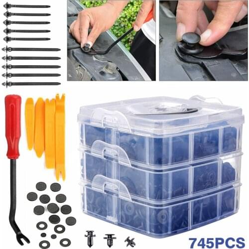 745Pcs Car Auto Retainer Clips Fasteners Push Trim Clip Pin Bumper For Door Panel Interior Trim Kit Parts Tool