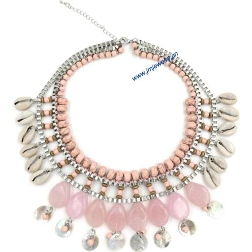 2016 new fashion jewelry handmade bead chain necklace pendants Boho style collier femme statement Necklace summer style