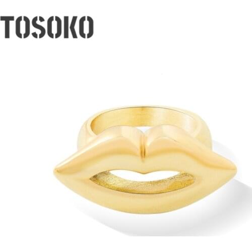 TOSOKO Stainless Steel Jewelry Lip Ring Female Index Finger Ring Exaggerated Sexy Ring BSA119
