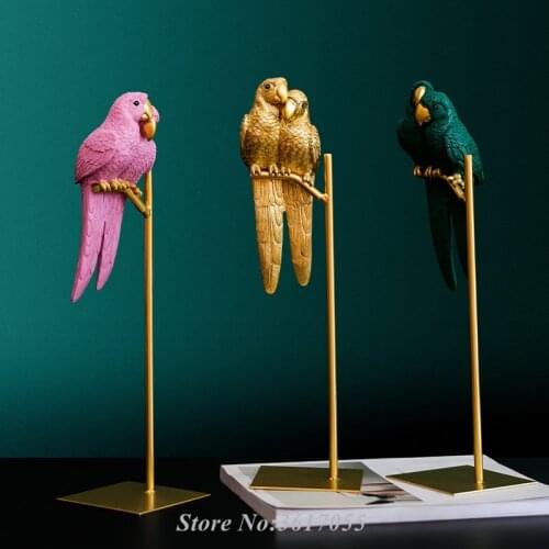 1set Creative Couple Parrot Resin Decoration Living Room Home Accessories Crafts Decoration Party Decor Xmas Party Favors Supply