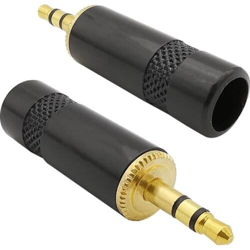 2Pcs/Lot 3.5mm 3Pole Stereo Audio Wire Headphone Plug Solder Connectors Black 3.5mm 3Pin Male Earphone Welding Head Adapter