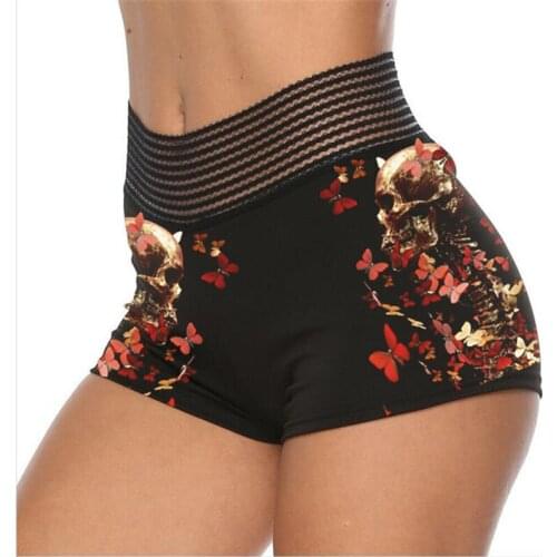 2021 Summer Goth High Waist Butterfly skull Plus Size Gym Short Women Fitness Running Pants Ladies Y2k Womens cycling shorts