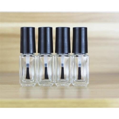 5ml Square Glass Empty Bottle With Brush Transparent Makeup Tool Nail Polish Containers Clear Glass Glue Bottle For SampleSN1079