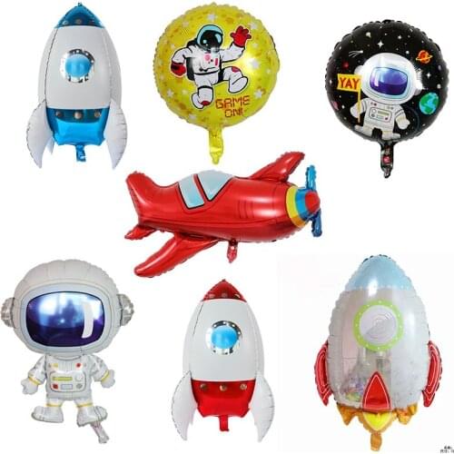 50pcs 18" Astronaut Party Balloons Robot Foil Helium Balloon Theme Birthday Party Decoration Kids Boys Toys Air Globos Supplies
