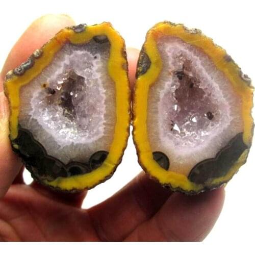 77g Pair of Unpolished Achat Agate Thunderegg Half Geode - crystals and stones healing Mineral specimen Home Decor x0486