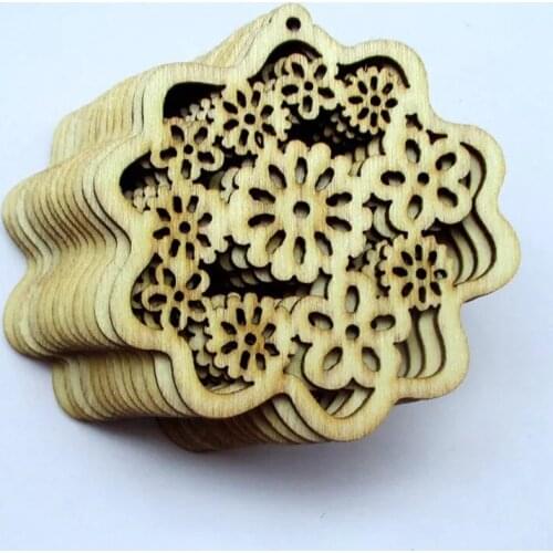 Wood earring accessories,round filigree hollow out wooden earrings