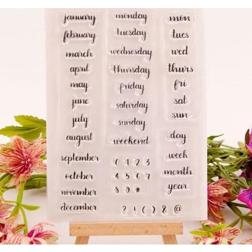 English Month Day Date Numbers Clear Stamp Transparent Silicon Sealing For Planner Notebook Decoration Scrapbooking DIY Craft
