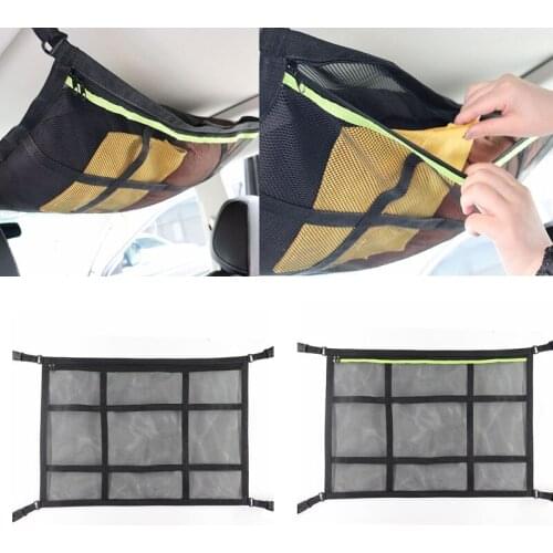 Car Net Pocket Storage Ceiling Roof Cargo Net in The Trunk Interior Bag For Auto Container Universal Multifunction Accessories