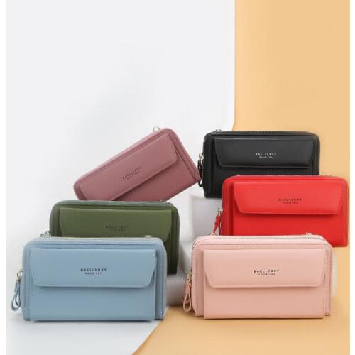 Baellerry Womens Double Zipper Wallets Shoulder Bag teen girls Shoulder Bags Female Blue Clutch Wallets Crossbody Bag for Lady