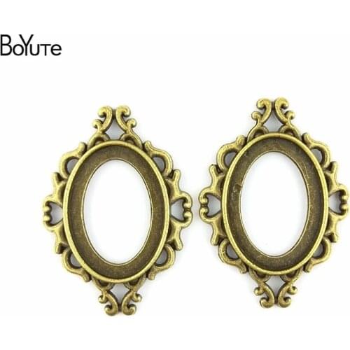 BoYuTe (40 Pieces/Lot) 25*18MM Cabochon Base Vintage Diy Accessories Parts Antique Bronze Silver Western Style Blank Pendant