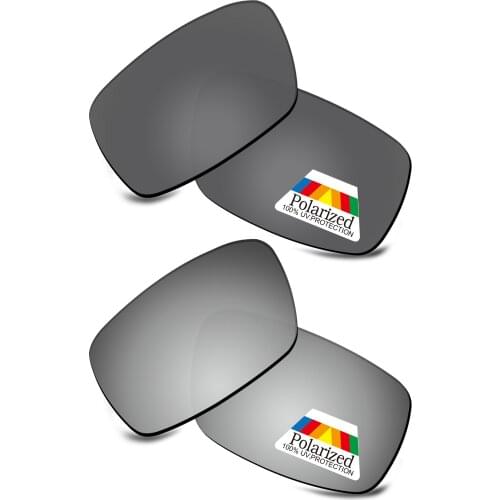 Bwake 2 Pairs Black & Silver Polarized Replacement Lenses for-Oakley Crankshaft OO9239 Sunglasses Frame