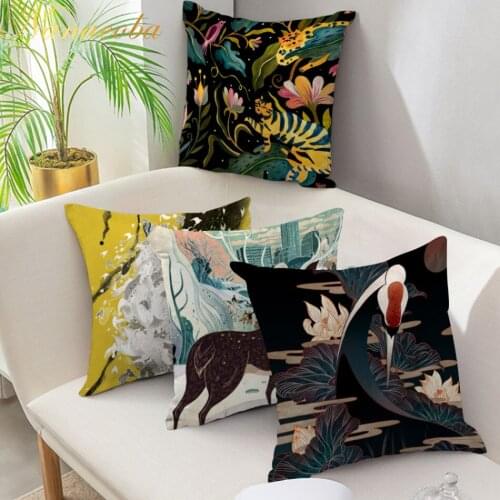 Fuwatacchi Chinese Vintage Style Pillow Case Sofa Bedroom Decorative Pillowcase for Living Room Home Decoration Cushion Cover