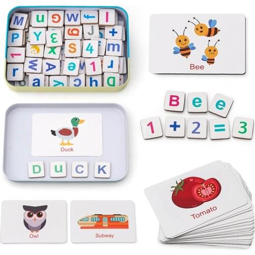 Coogam Wooden Magnetic Letters and Numbers Toys,Fridge Magnets ABC Alphabet Word Flash Cards Spelling Counting Study Toy for Kid
