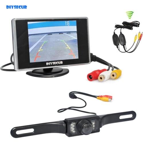DIYSECUR Wireless 3.5" TFT LCD Reverse Camera Car Monitor Rear View Kit Reversing IR Camera Parking Assistance System