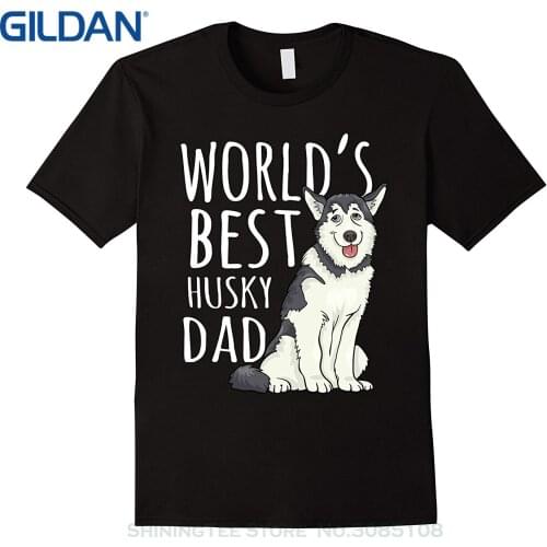 Men Cotton T-Shirt Anime T Shirt Mens WorldS Best Siberian Husky Dad Dog Cool Father Day Gift Tee Unisex Tees