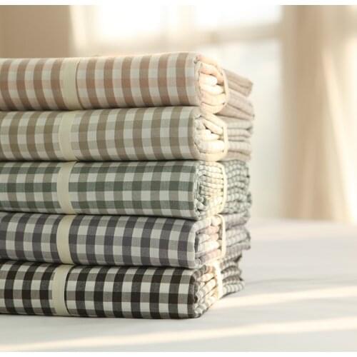 Cotton Washed Cotton Small Check Plaid Thickened Bed Flat Sheet