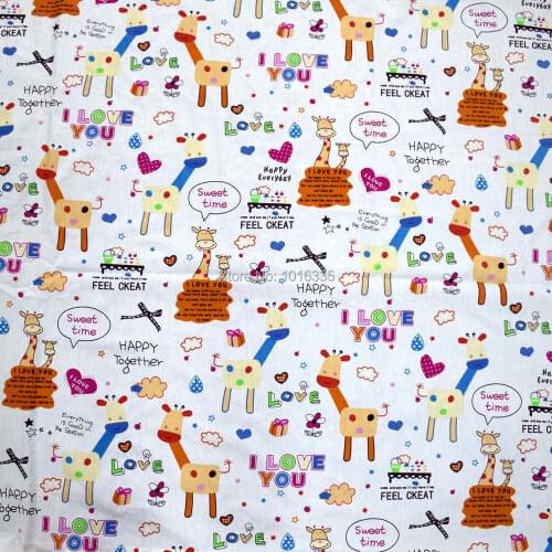 Hot sale 160cm Width Cartoon giraffe Printed Cotton twill fabric handmade For Party Holiday decorations