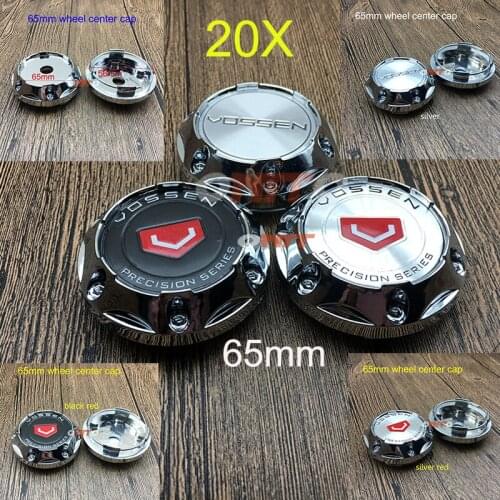 Good Quality 20pcs/set 65mm Black Red/Silver Red/Silver Chrome Base Wheel Center Cap Vossen Badge Cover Label Wheel Hub Cap