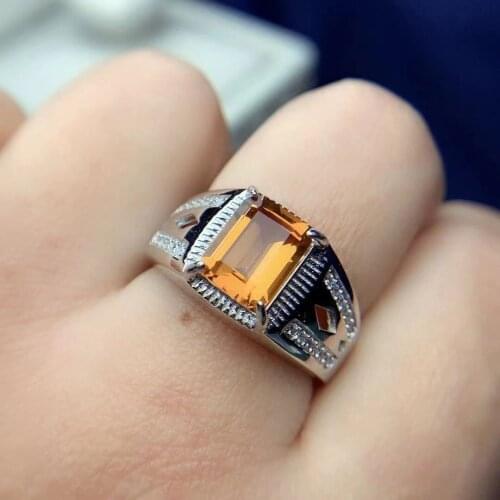 NEW Coming Man Ring 100% Real And Natural Citrine ring Free shipping Real natural citrine 925 sterling silver Fine