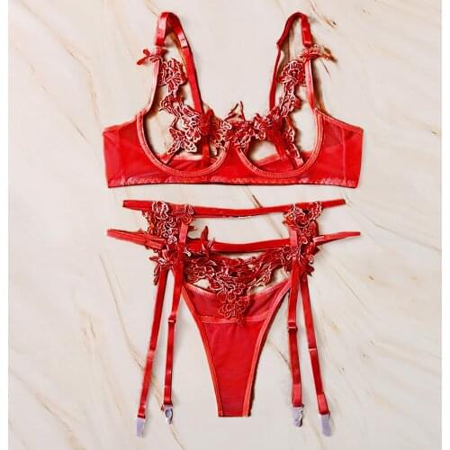 Hollow Out Lace Bra Erotic Lingerie Sexy Thong Set Sensual Lingerie Woman Lace Underwire Bra Set Sexy Underwear Exotic Costumes