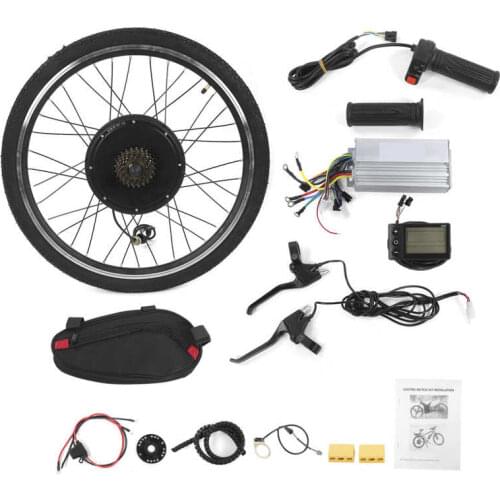 Electric Bicycle Components Electric Bicycle Conversion Kit Rear Wheel Hub Motor Nylon Tire Brake Lever W/LCD Meter 26in