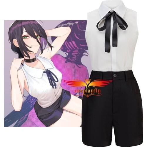 Anime Chainsaw Man Reze Cosplay Wig Costume Adult Women Outfits Sexy Sleeveless Vest Shorts Necklace Bow-Tie XXS-XL Halloween