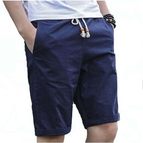 Summer Casual Shorts Men Slim Fit Solid Casual Cotton Shorts Men Fashion Breathable Homme Beach Shorts bermuda masculina
