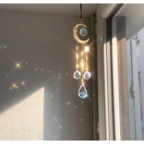 Big Moon Suncatcher Window Crystal Prism,Home Decor Gift, Lightcatcher//Window Hanging Gifts,New Home Gift