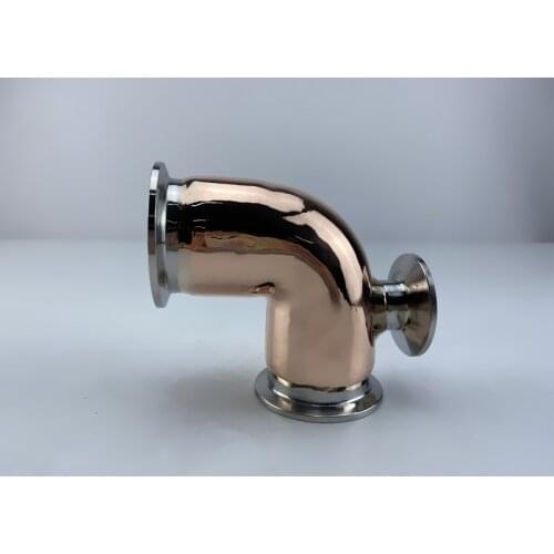 Copper Sanitary Elbow 2"(51mm) OD64mm ,90 degree Copper Pipe With 19mm OD50.5 Thermometer Connector
