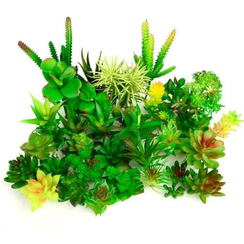 Mini Small Green Artificial Succulents Plants Home Living Room Decor Plante Artificielle Desktop Ornament Fake Plants Bonsai
