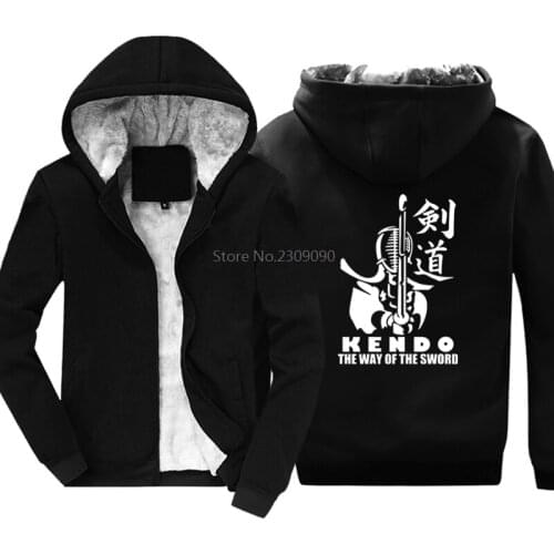 Fashion Kendo Single Strike Hoodies Mens Cotton Keep Warm Winter Male Thicken Sweatshirts Hip Hop Jacket Harajuku Streetwear