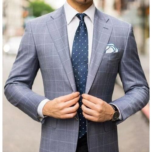 Damier Check Wedding Mens Suits Slim Fit Bridegroom Tuxedos For Men Three Pieces Groomsmen Suit Double Breasted Formal Business