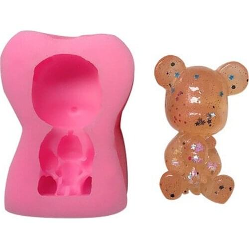 Parent-child Bear Silicone Mold, Mobile Phone Glue Mold, Decorative DIY Mold, Handmade Soft Pottery Mold