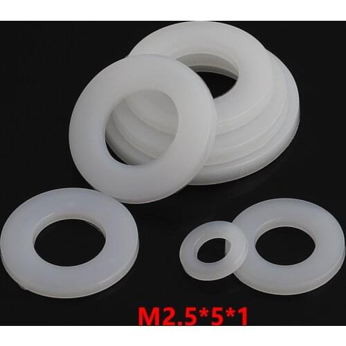 1000pcs M2.5*5*1 Nylon Flat Washer DIN125 Plastic Plain Washer Spacer Seals Ring Gasket NL66