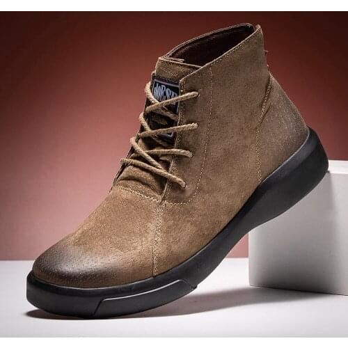 Autumn winter big size Martin boots mens high top outdoor lace up ChElSEY boots leather pigskin casual shoes men