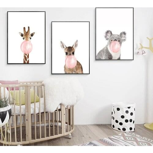 Bubble Giraffe Zebra Animal Posters and Prints Canvas Art Painting Wall Art Nursery Picture Nordic Style Kids Room Decor