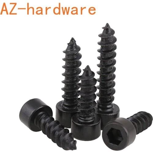 GuHua Black Hexagon Socket cheese Head Self Tapping Screws 8.8 High Strength Hex Socket Cup Head Tip Tapping Screws M4M5M6 10PCS