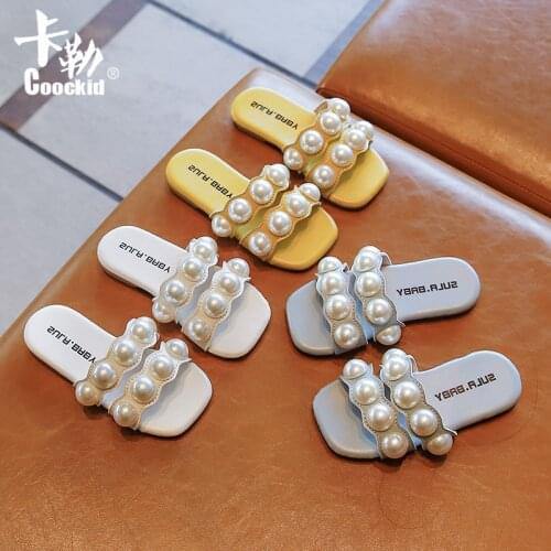 Girls Slippers 2021 New Korean Girl Pearl Non-slip Soft-soled Sandals Childrens Slippers Summer Fashion Cute Beach Shoes Home