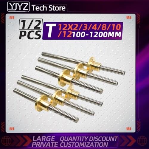 T12*2*3*4*8*10*12 large lead trapezoidal screw 3D printer screw stepper motor screw nut