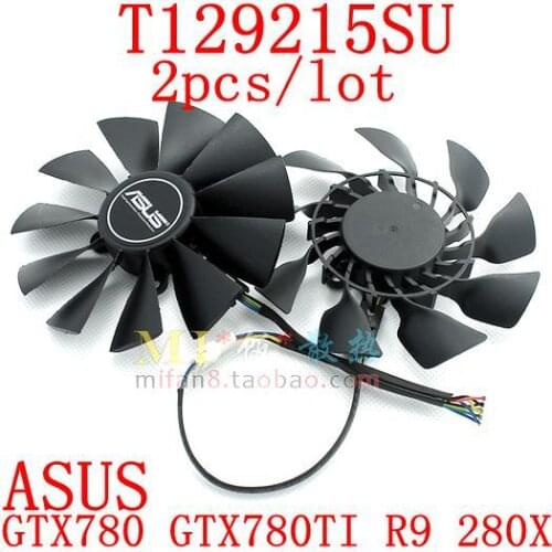 Free Shipping T129215SU 2pcs/lot 95mm 4X28mm 12V 0.5A for ASUS GTX780/ 780TI R9 280/280X 290/290x GTX970/980 Cooling fan