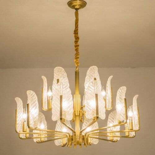 Home Vintage Brass Chandelier Led Glass Leaf Daily Lighting Bedroom Bar Cafe Lamp E14 Led Chandeliers Novelty Lights & Lighting
