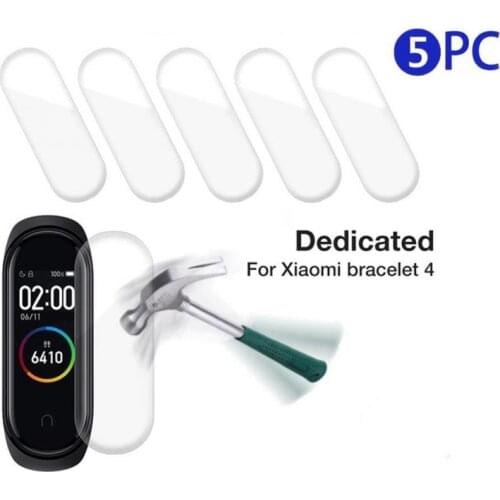 5PCS Film For Xiaomi Mi Band 4 protector soft glass For miband 4 Film Full Cover Screen Protection Case Protective Smart Film