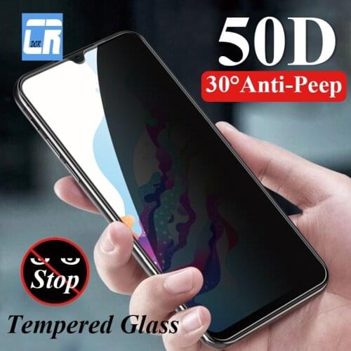 50D Anti-Peep Tempered Glass for OPPO A9 A5 2020 A31 A91 A52 Privacy Screen Protector for Realme 6 X2 X50 Pro C3 Anti Spy Glass