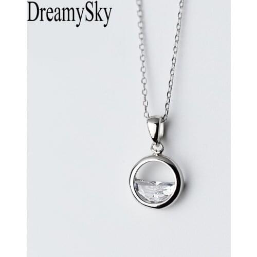 DreamySky Round Zirconia Necklaces & Pendants For Women Fashion Jewelry