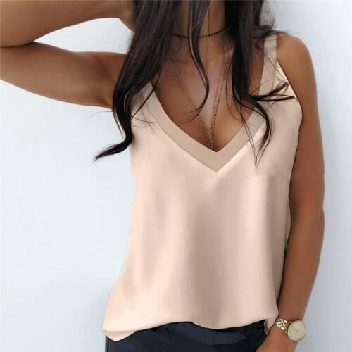 Summer 2021 Sexy V-Neck Sleeveless Blouse Shirt Women Elegant Solid Loose Hollow Out Tops New Lady Off Shoulder Blusa